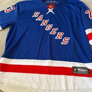 Fanatics Men’s Blue Rangers Jersey with Red and White Accents